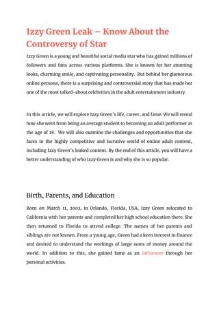 Izzy Green Leaked: Secrets Exposed And Reactions Unveiled